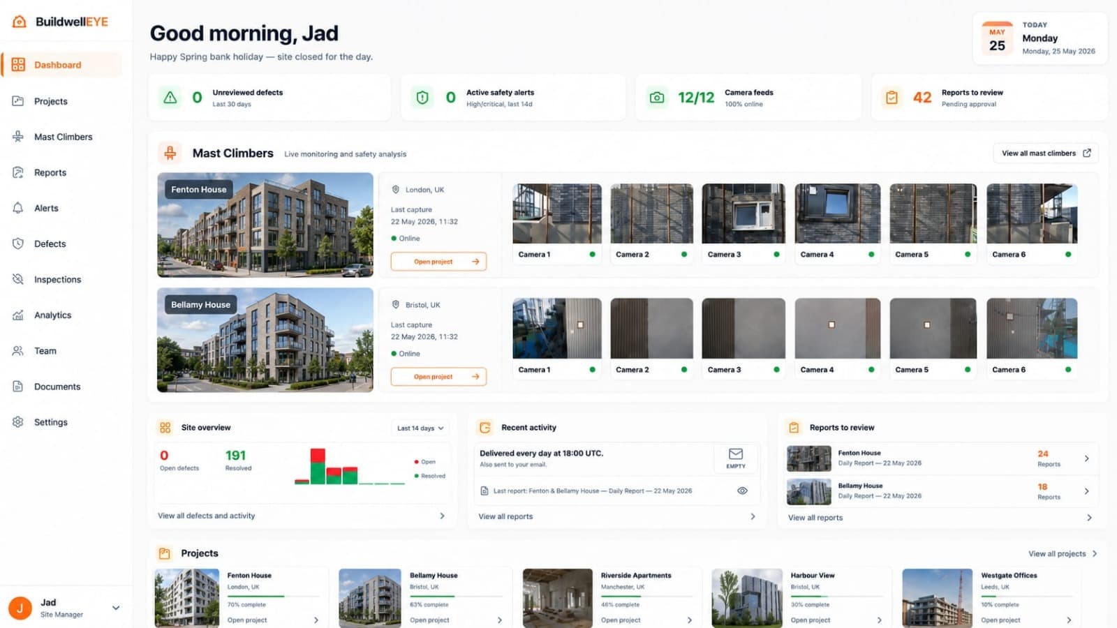BuildwellEYE reports dashboard